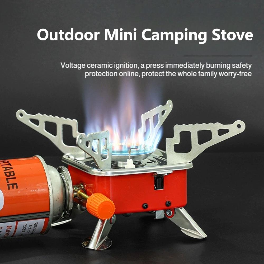 Camping Cooking Wood Stove - ポータブル折りたたみ式防風キャンプガスストーブビッグパワーバーナー屋外調理器具炉バックパッキングハイキングピクニックバーベキュー観光