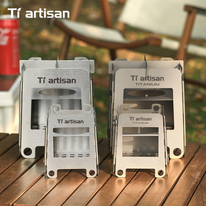 Camping Cooking Wood Stove - Tiartisan ステンレス鋼キャンプストーブ ミニポータブルマルチ燃料ストーブ 屋外折りたたみ式コンパクトウッドバーナー 収納バッグ付き