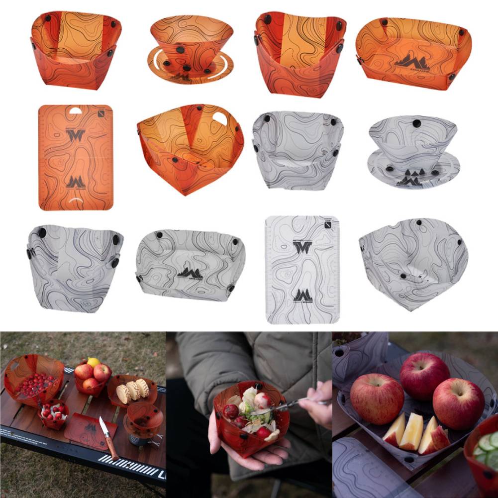 Camping Cooking Plate - 屋外軽量折りたたみ食器ポータブルボウルディナープレートコーヒーフィルター漏斗水カップ多目的キャンプ食器