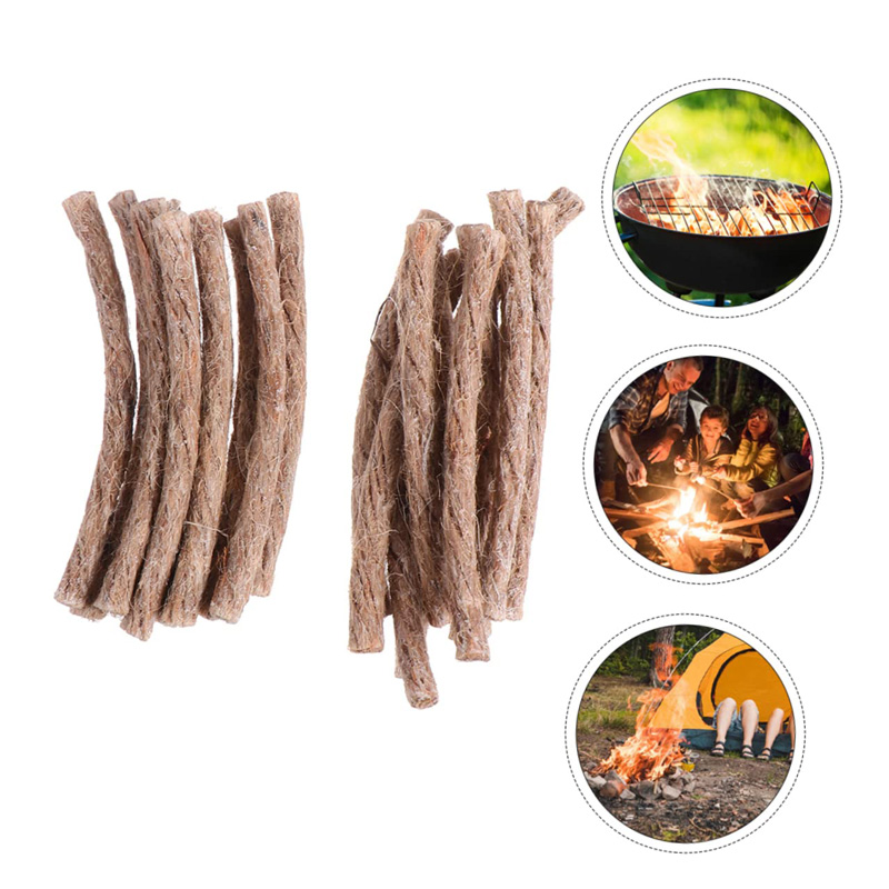 Camping Cooking Wood Stove - 12/24 個サバイバルウィック麻コード持ち運びが簡単キャンプ麻ファイヤースターター屋外ウィックキャンプロープサバイバルツール