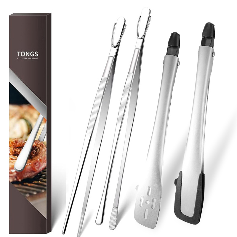 Camping Cooking Tips - 11インチステンレス製フードトング、シリコンチップ付き調理用グリルBBQトング、ノンスティックキッチンキャンプアウトドアサービングトング