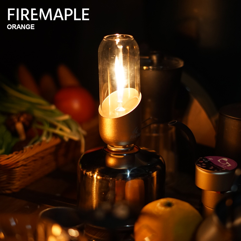 Camping Cooking Hob - Fire mapleオレンジガスランタン、キャンプ、ハイキング、バックパッキング用の屋外アイソブタンフューエルライト、ロマンティックビアンガスランプ