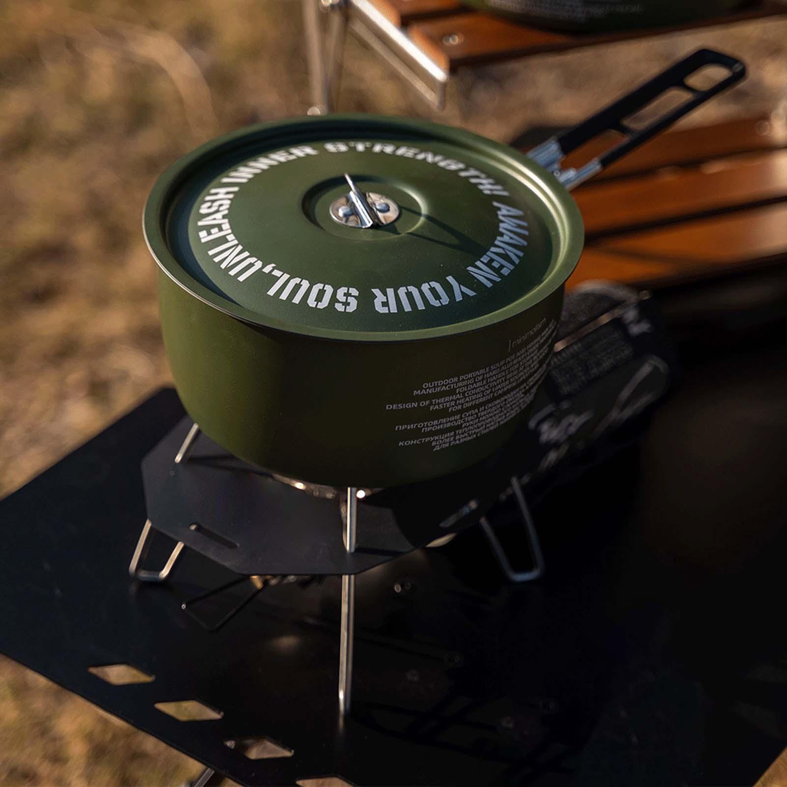 Camping Cooking Set Detachable Handle - キャンプ調理器具セットキャンプフライパン調理用取り外し可能なハンドルデザインフライパンツール家族のサバイバルのための積み重ね可能