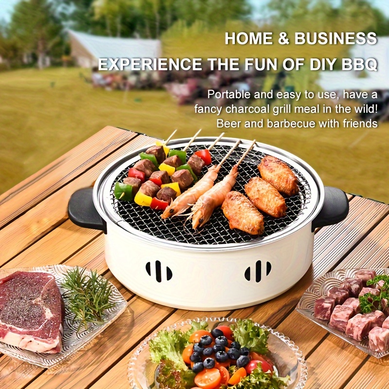 Camping Cooking Cupboard - 1 個ポータブルバーベキューストーブ多用途卓上バーベキューグリルパングリルネット付き屋外キャンプや裏庭バーベキューツールに最適
