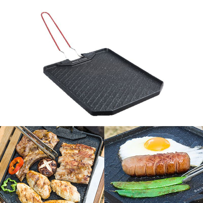Camping Cooking Cupboard - アウトドアキャンプバーベキューパン家庭用ノンスティックフライパンカセットオーブンバーベキューパンお手入れ簡単ポータブルベーキングパン