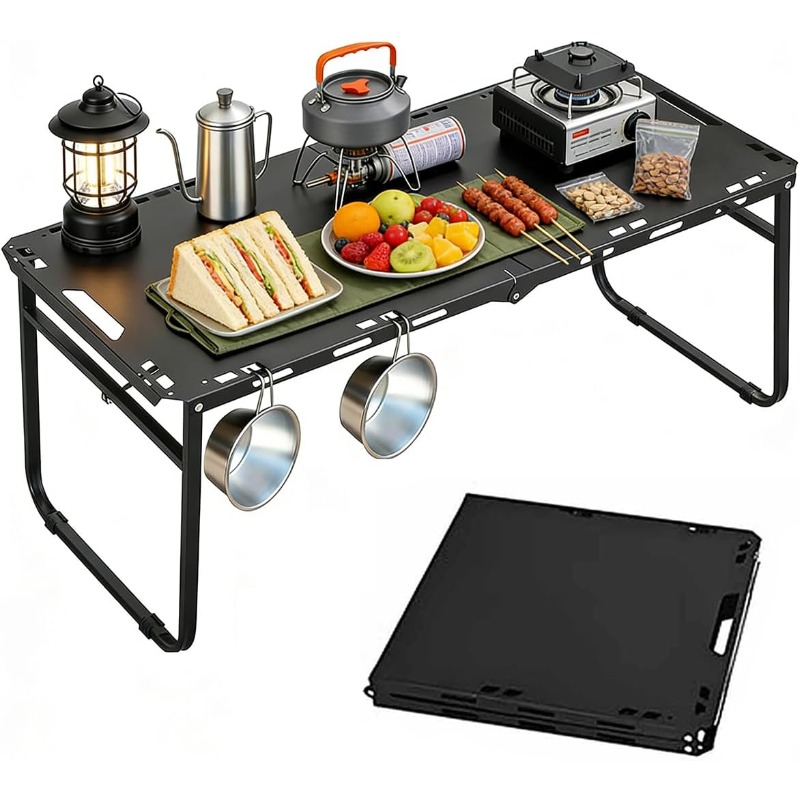 Camping Outdoor Cooking Table - キャンプテーブル 調節可能 折りたたみ式 ポータブル RV BBQ