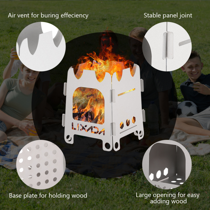 Lixada-ポータブルチタンおよびステンレス鋼の屋外キャン - Camping Cooking Wood Stove のレビューと価格