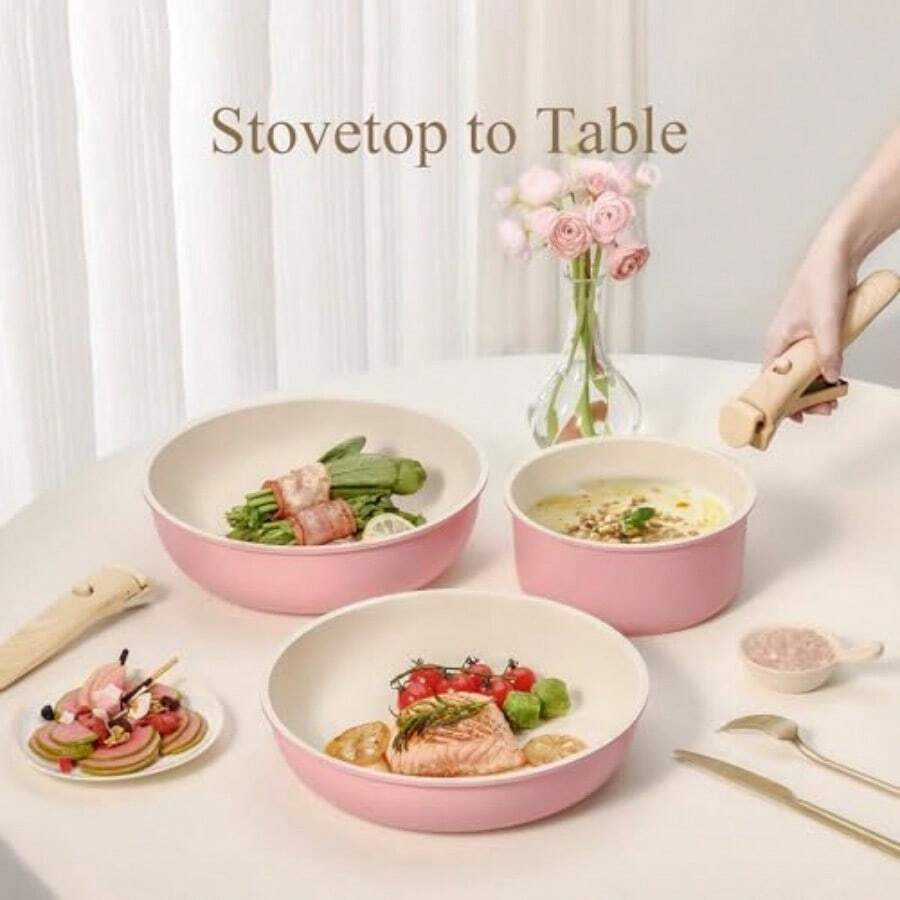 19点セット ノンスティック鍋フライパンセット、着脱式ハンド - Camping Cooking Set Detachable Handle のレビューと価格