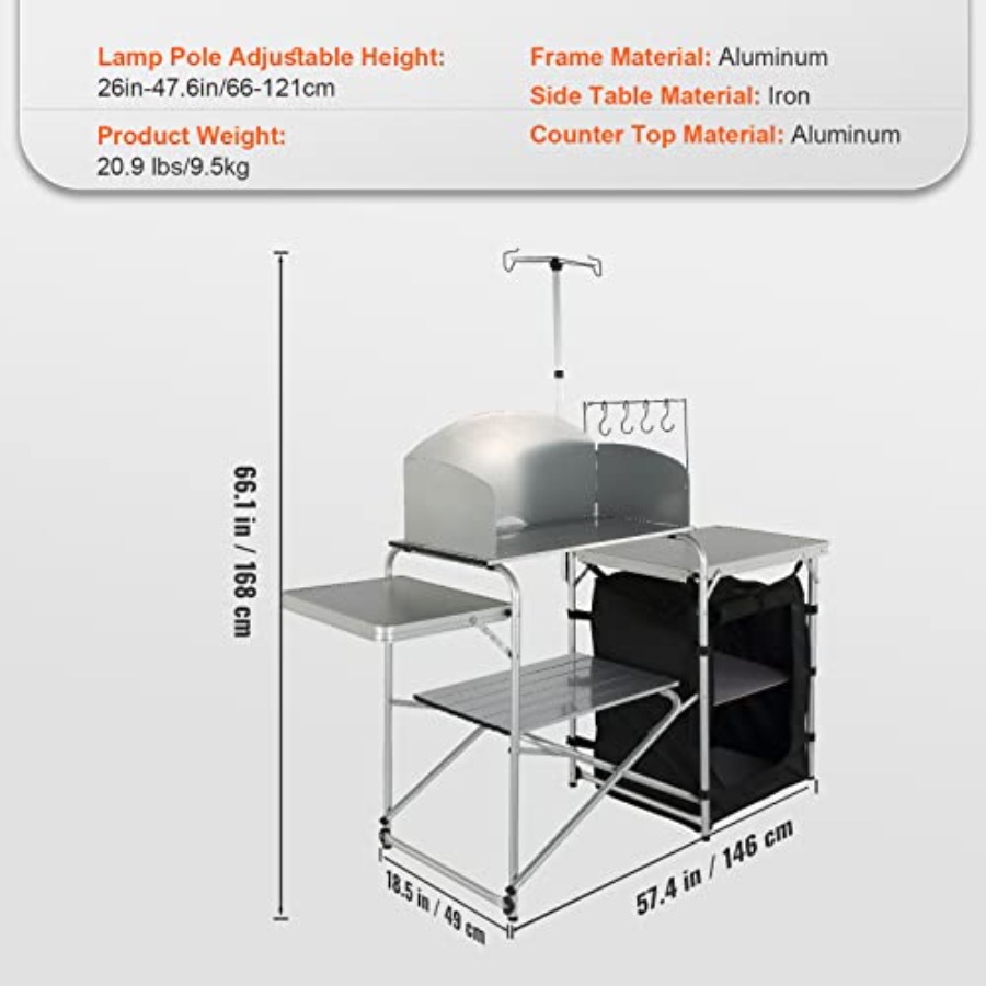 キャンプキッチンテーブル、折りたたみ式屋外調理台、収納キャリ - Camping Cooking Cupboard のレビューと価格