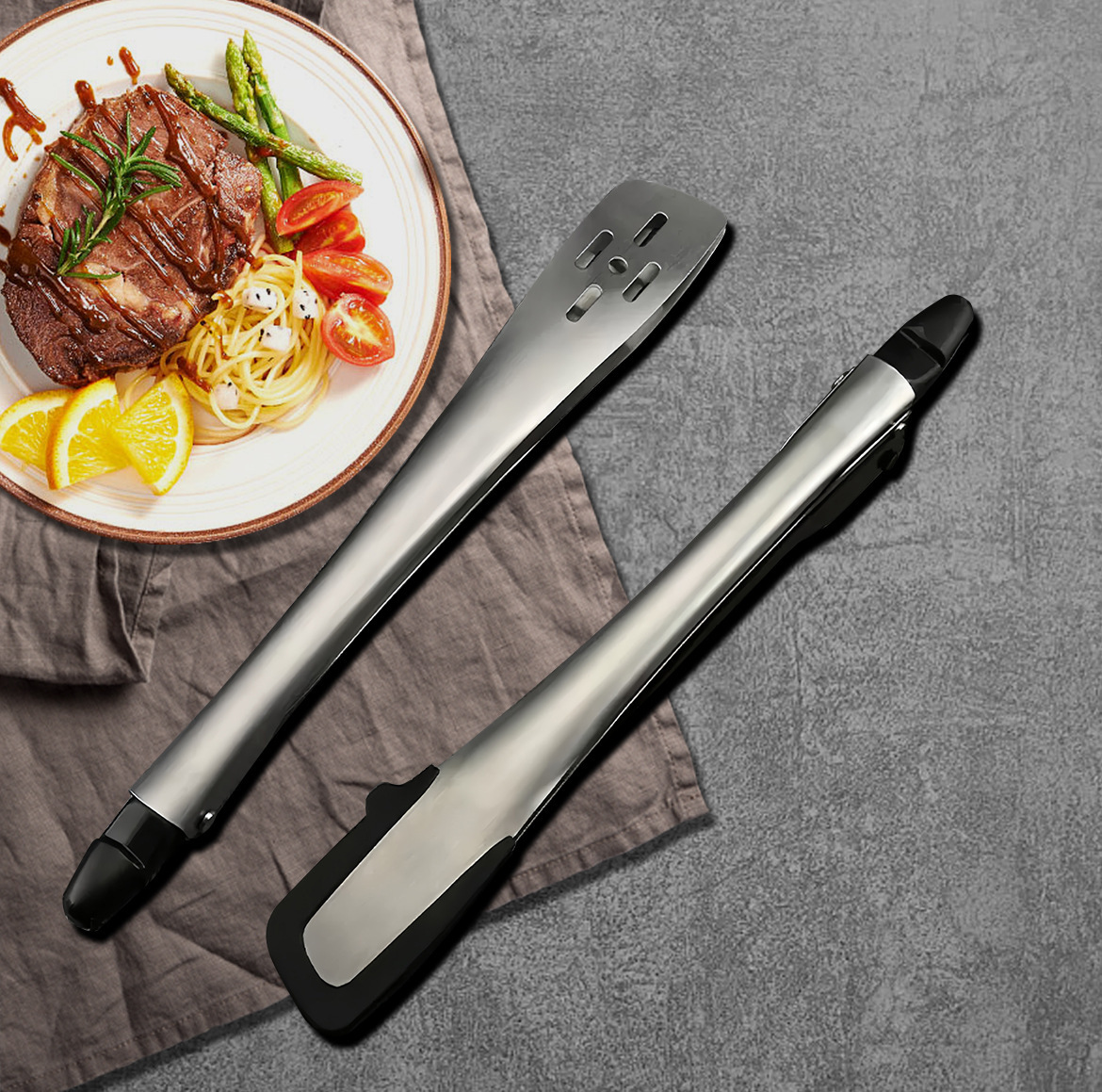 11インチステンレス製フードトング、シリコンチップ付き調理用 - Camping Cooking Tips のレビューと価格
