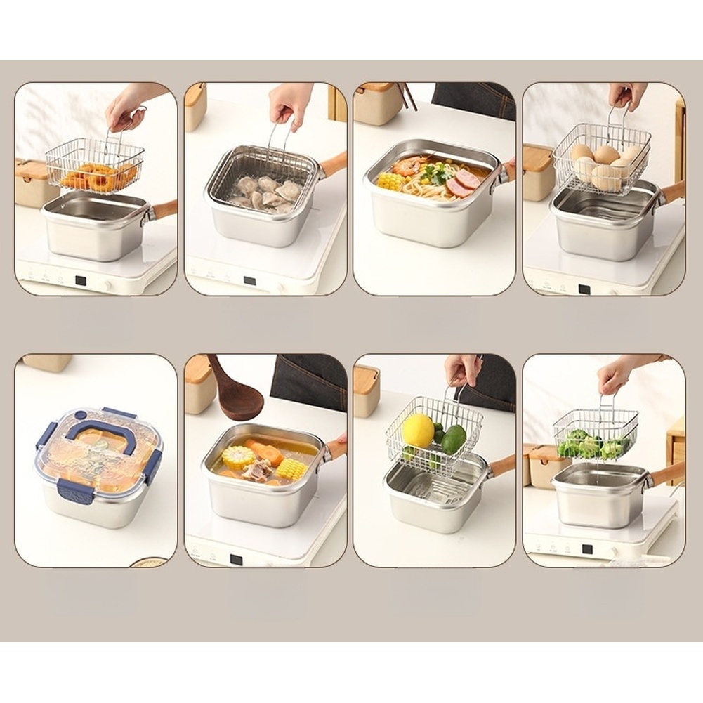 1 セット 316 ステンレス鋼角型フライパン、取り外し可能 - Camping Cooking Set Detachable Handle のレビューと価格
