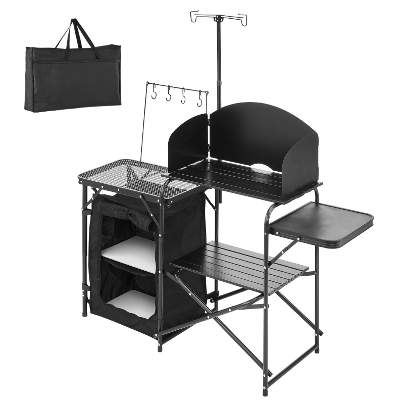 キャンプキッチンテーブル 折りたたみ式キャンプクックステーシ - Camping Cooking Cupboard のレビューと価格