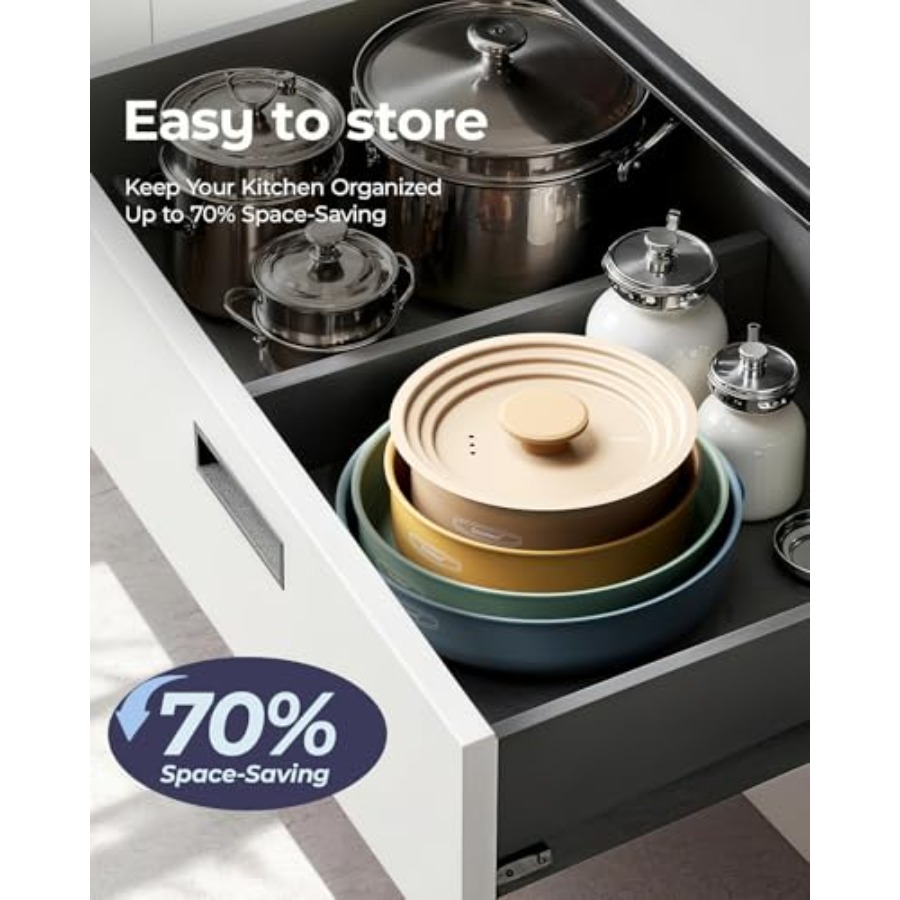 セラミック調理器具セット、取り外し可能なハンドル付き鍋とフラ - Camping Cooking Set Detachable Handle のレビューと価格