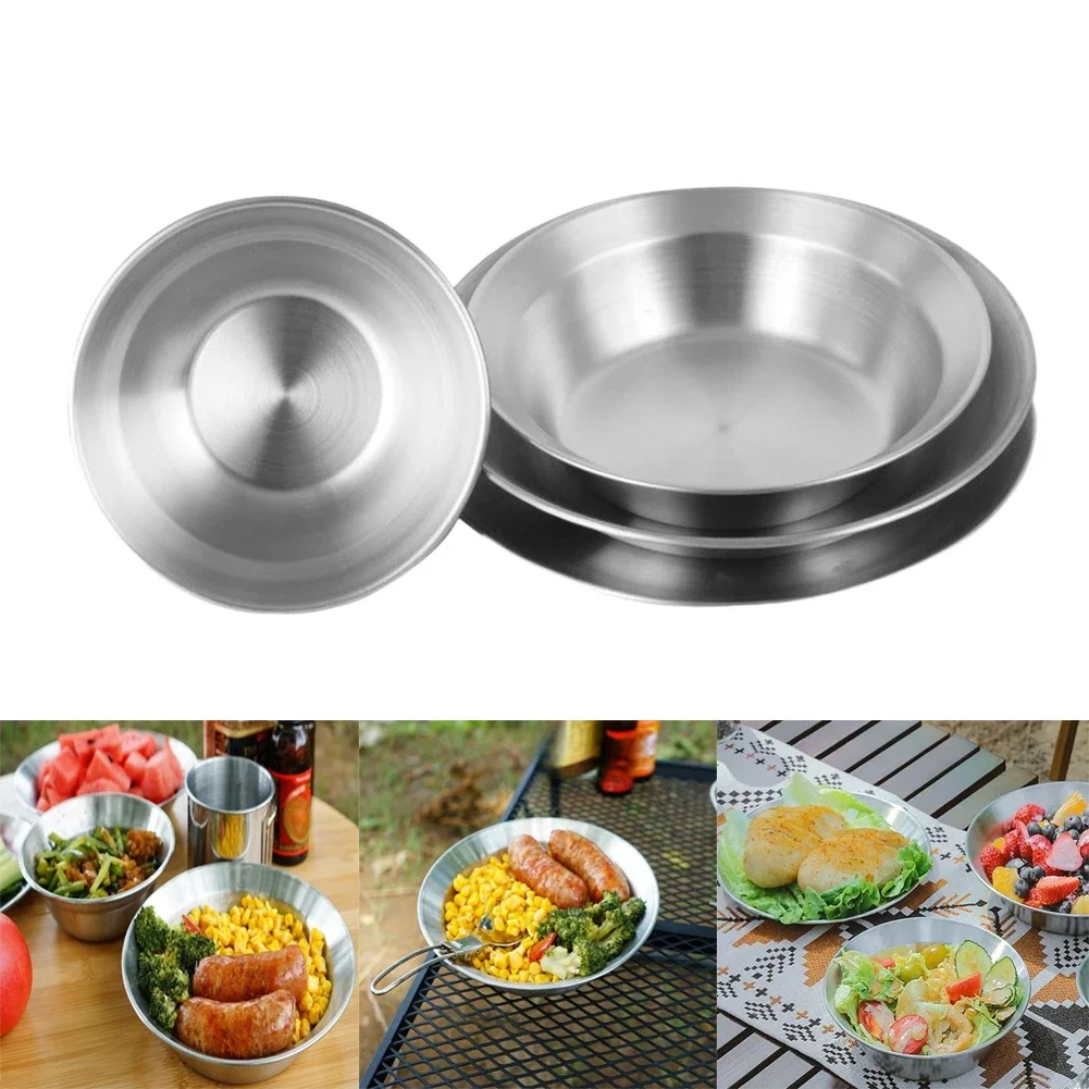 ステンレス鋼食器セット屋外用プレートボウル皿バーベキューキャ - Camping Cooking Plate のレビューと価格