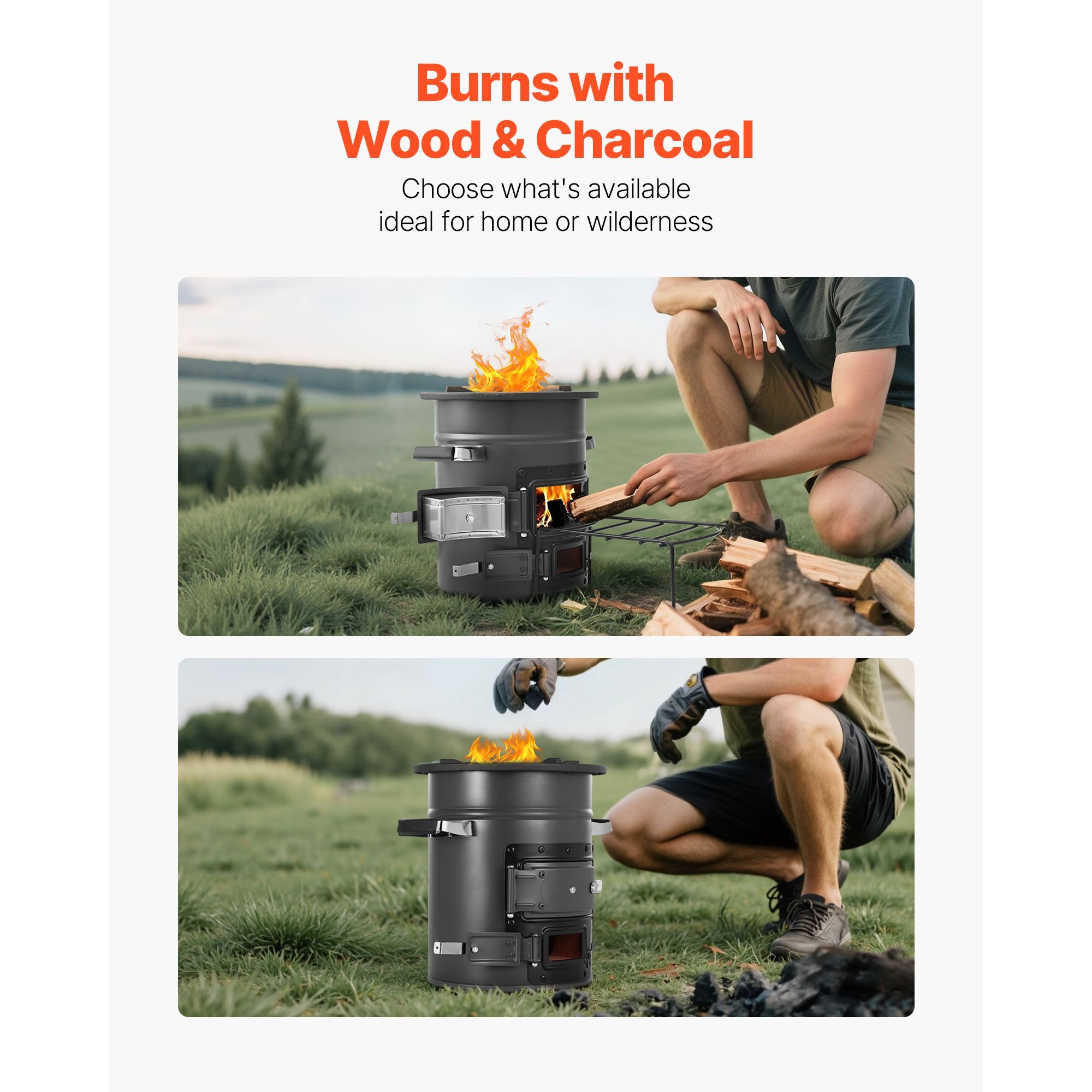 キャンプ用ロケットストーブ、携帯用薪ストーブ（キャリーバッグ - Camping Cooking Wood Stove のレビューと価格