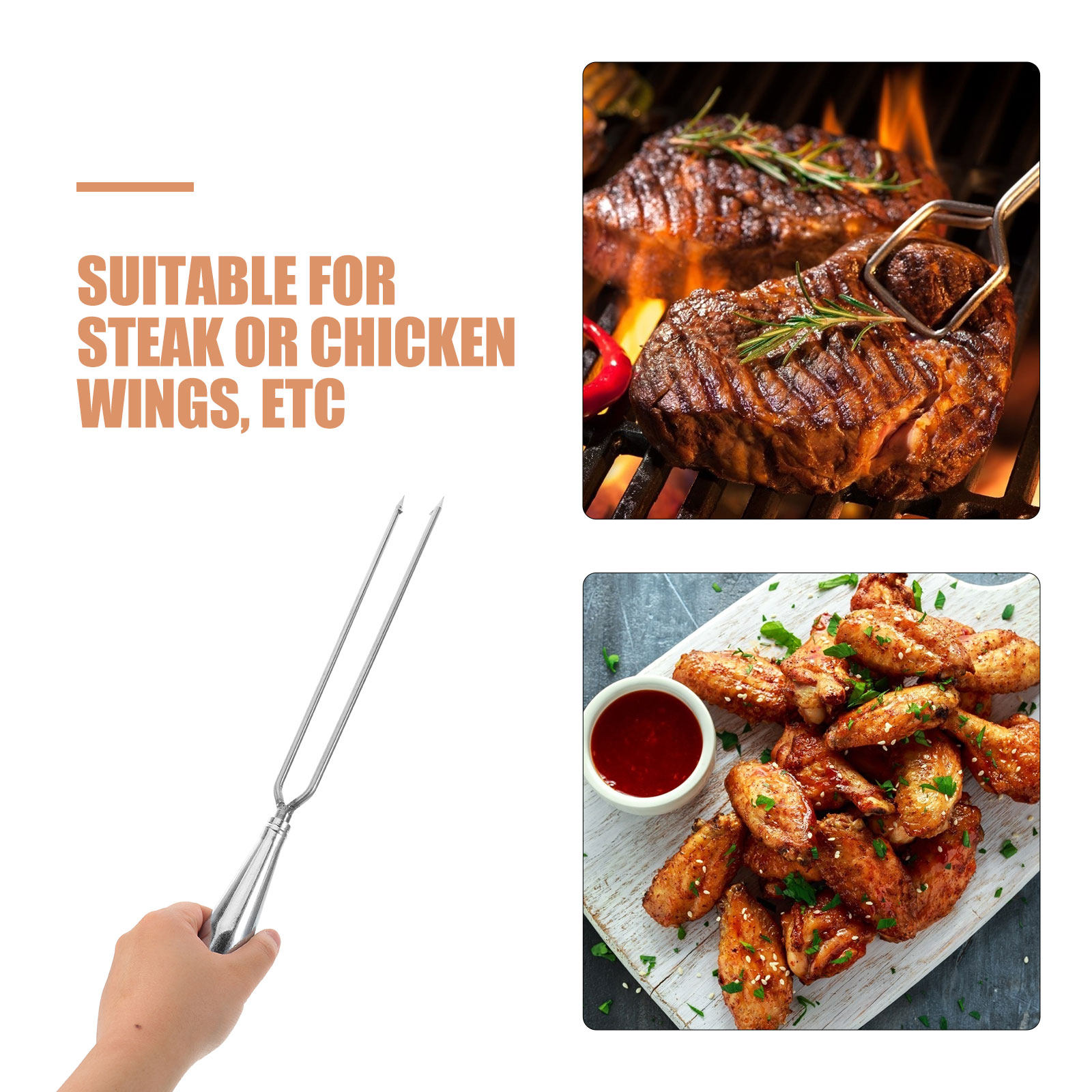 ステンレス製BBQフォーク、鋭利な先端と長いハンドル、頑丈な - Camping Cooking Tips のレビューと価格