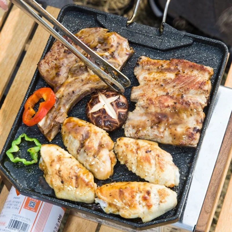 ポータブルノンスティックグリルパン アウトドアキャンプ用スキ - Camping Cooking Cupboard のレビューと価格