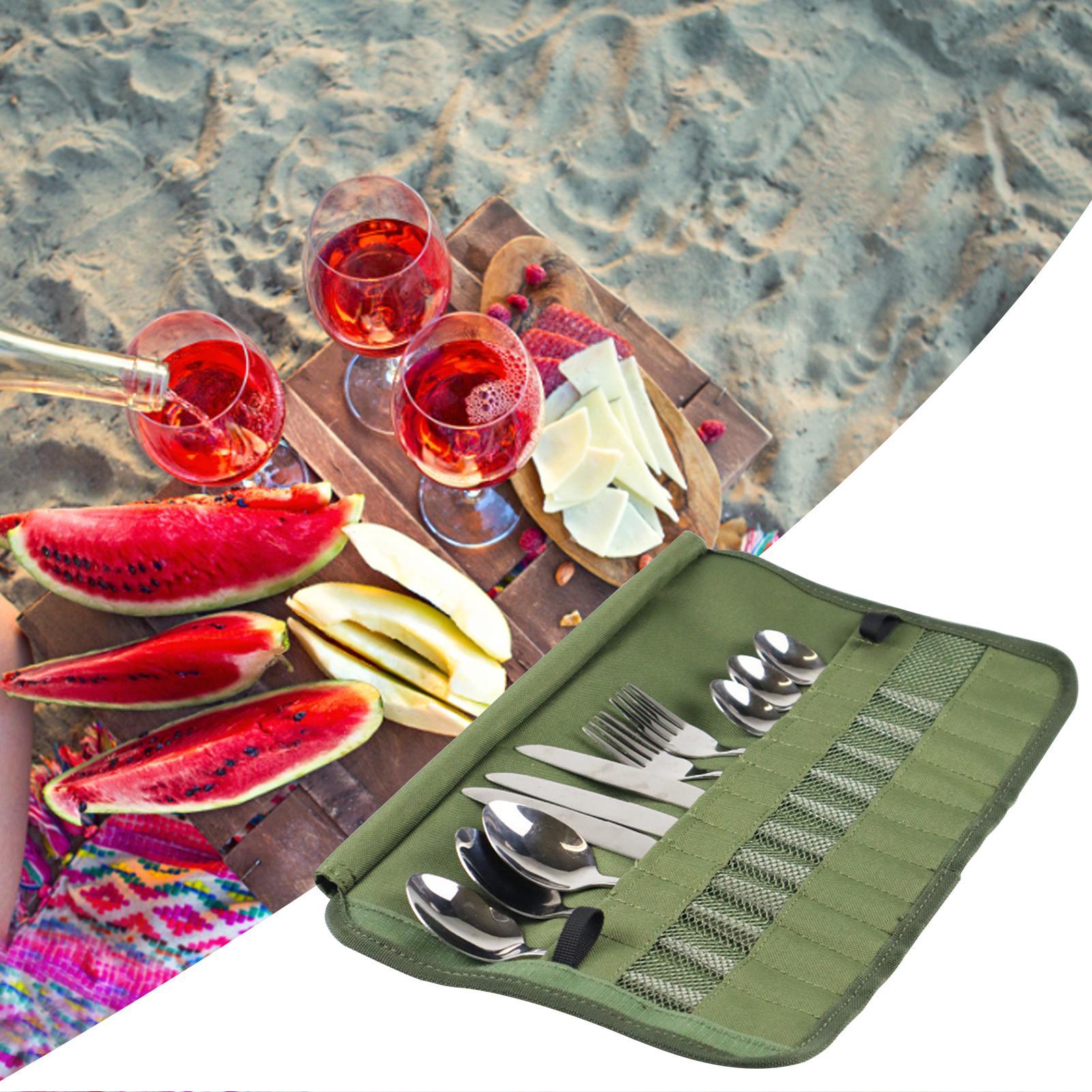 料理収納バッグキャンプカトラリーロールパック調理器具オーガナ - Camping Cooking Utensil Roll のレビューと価格