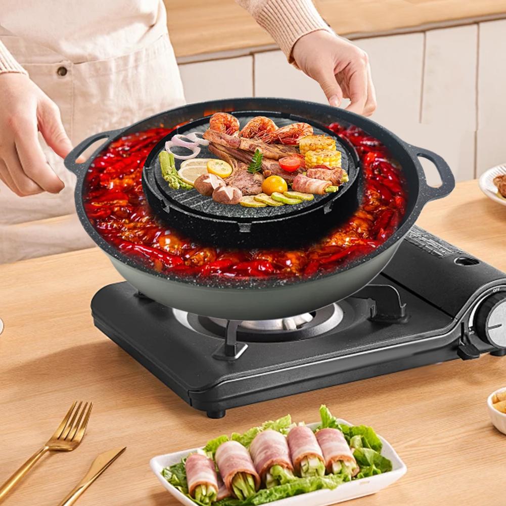 韓国カセットグリルパンノンスティックアルミ合金ラウンドしゃぶ - Camping Cooking Cupboard のレビューと価格