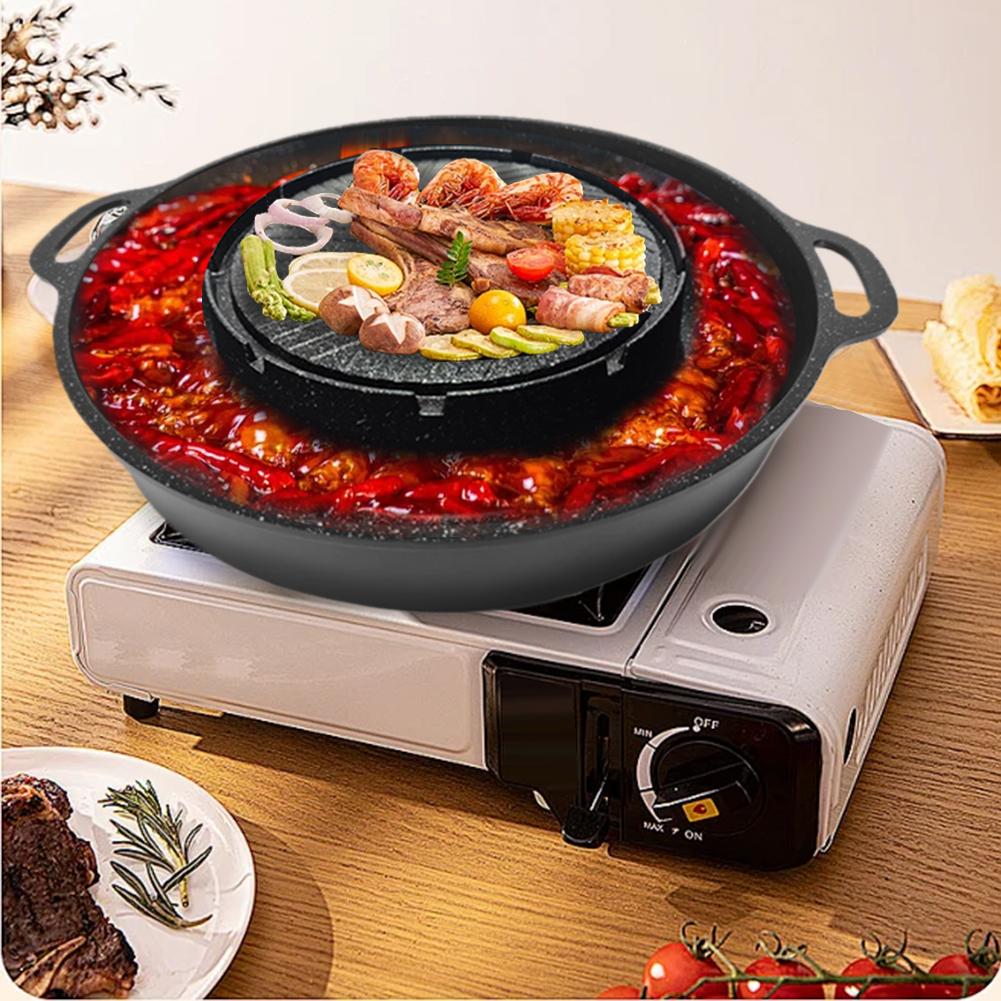 韓国カセットグリルパンノンスティックアルミ合金ラウンドしゃぶ - Camping Cooking Cupboard のレビューと価格