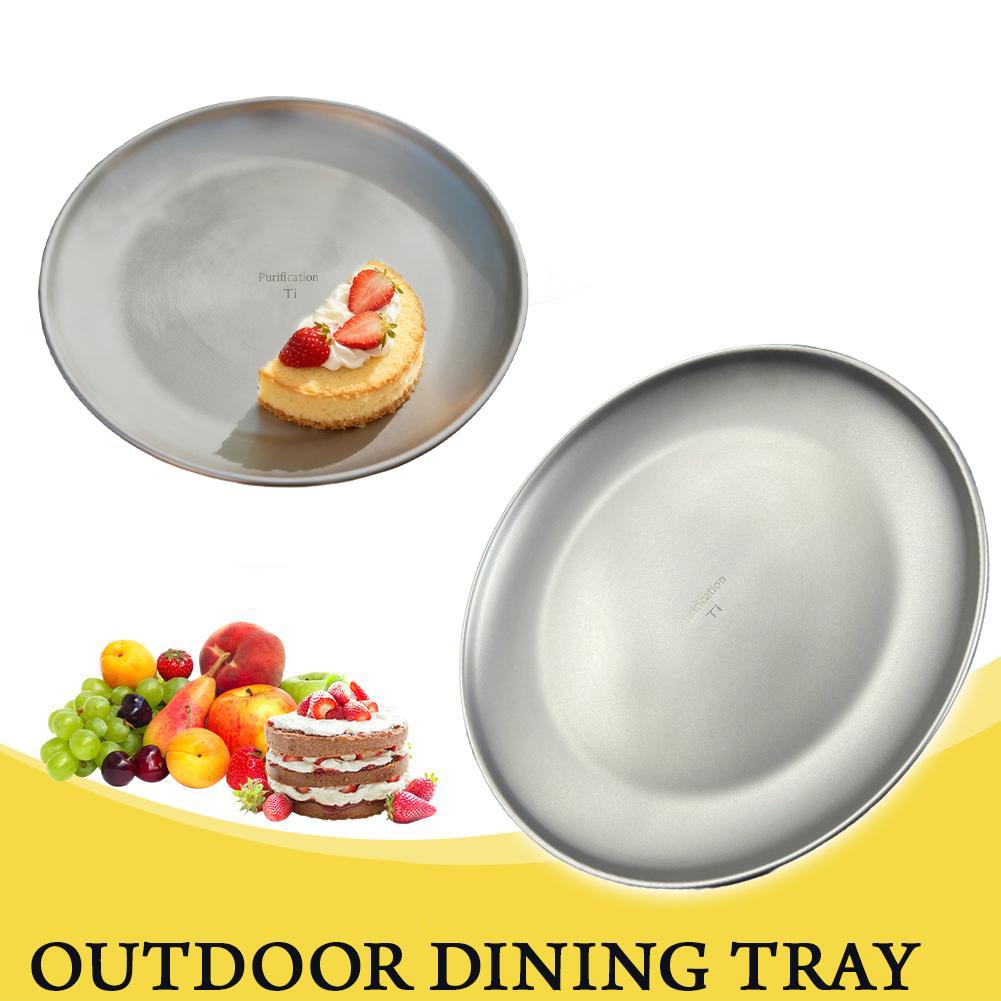 純チタンキャンププレート超軽量ポータブルラウンドつや消し皿生 - Camping Cooking Plate のレビューと価格