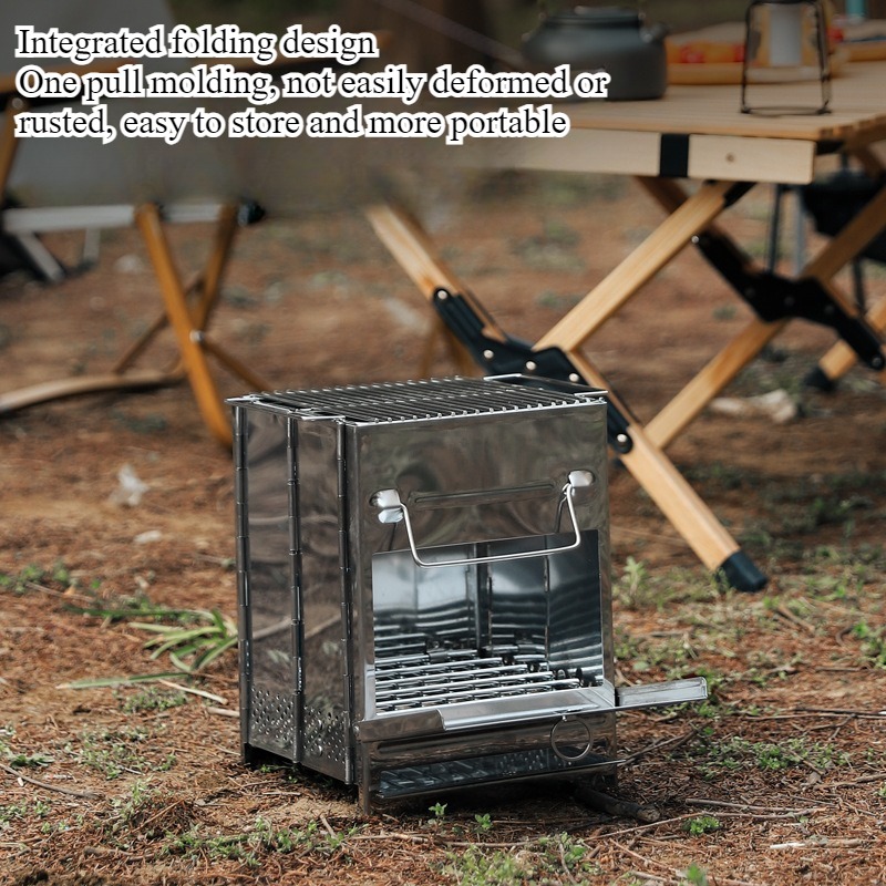 屋外超軽量ポータブル折りたたみ式ステンレス鋼バーベキュースト - Camping Cooking Wood Stove のレビューと価格
