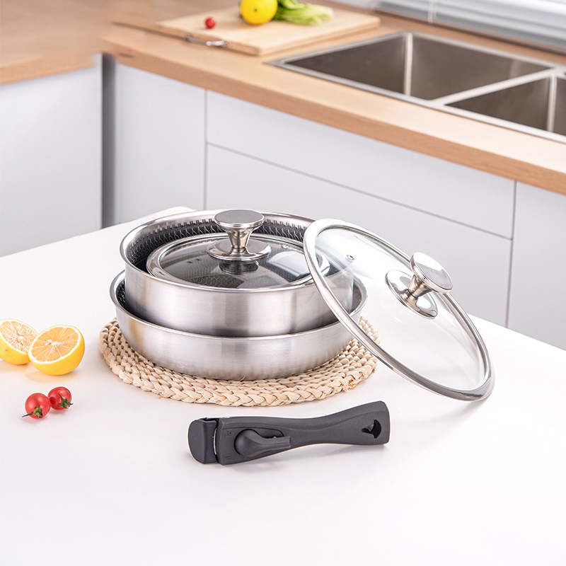 6点セット 3層構造 ステンレス製調理器具セット ハイブリッ - Camping Cooking Set Detachable Handle のレビューと価格