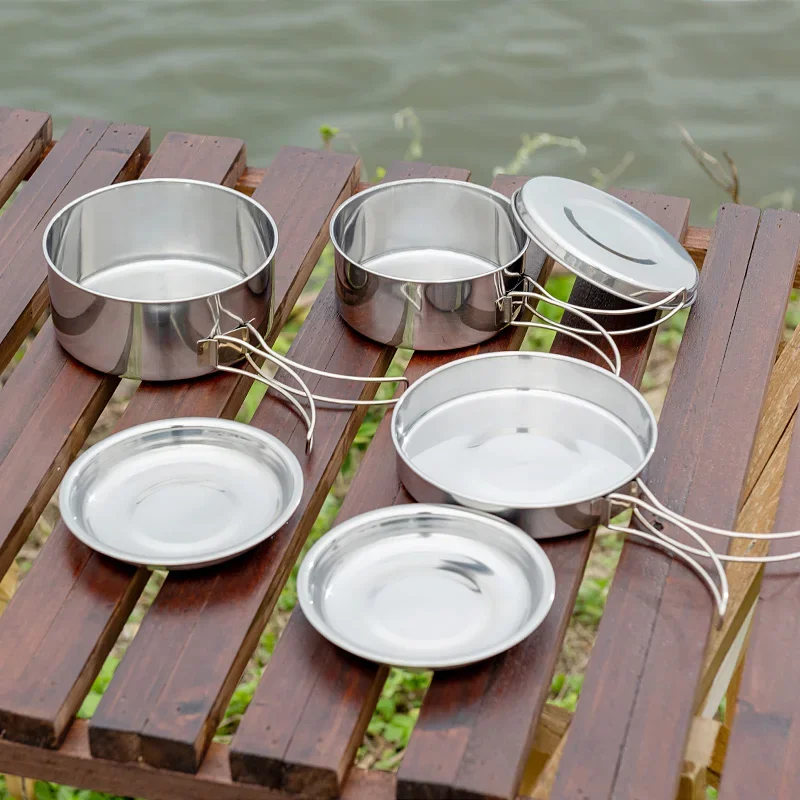 8個のキャンプ調理器具セット ステンレス鋼 ポータブル アウ - Camping Cooking Plate のレビューと価格