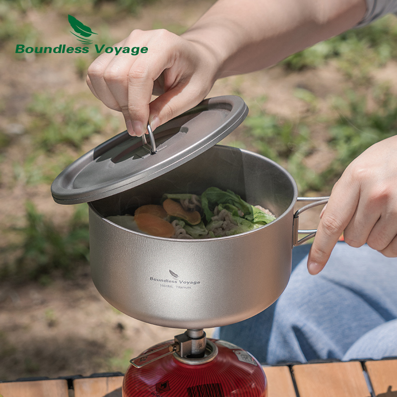ふた付きのキャンプ用チタンポット,超軽量,屋外料理,単層,弁 - Camping Hiking Cooking のレビューと価格