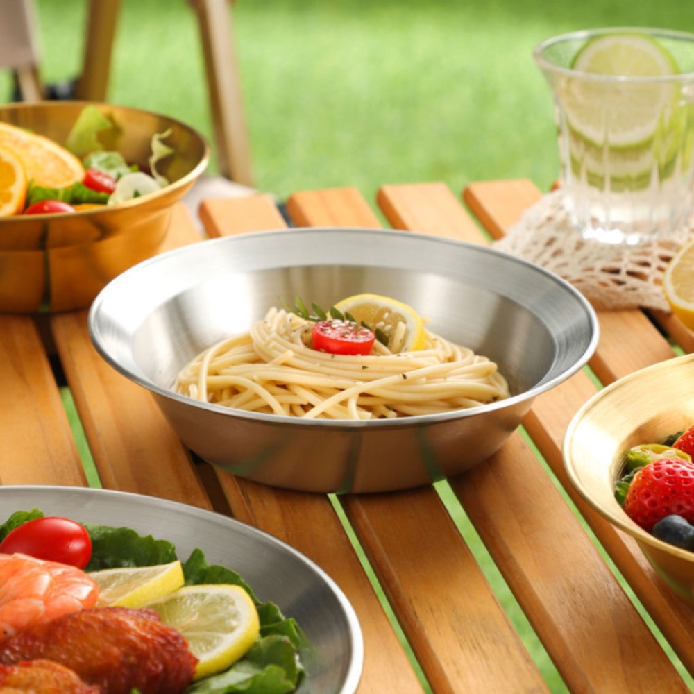 ステンレス製カトラリーセット、プレートとボウルのキャンプセッ - Camping Cooking Plate のレビューと価格