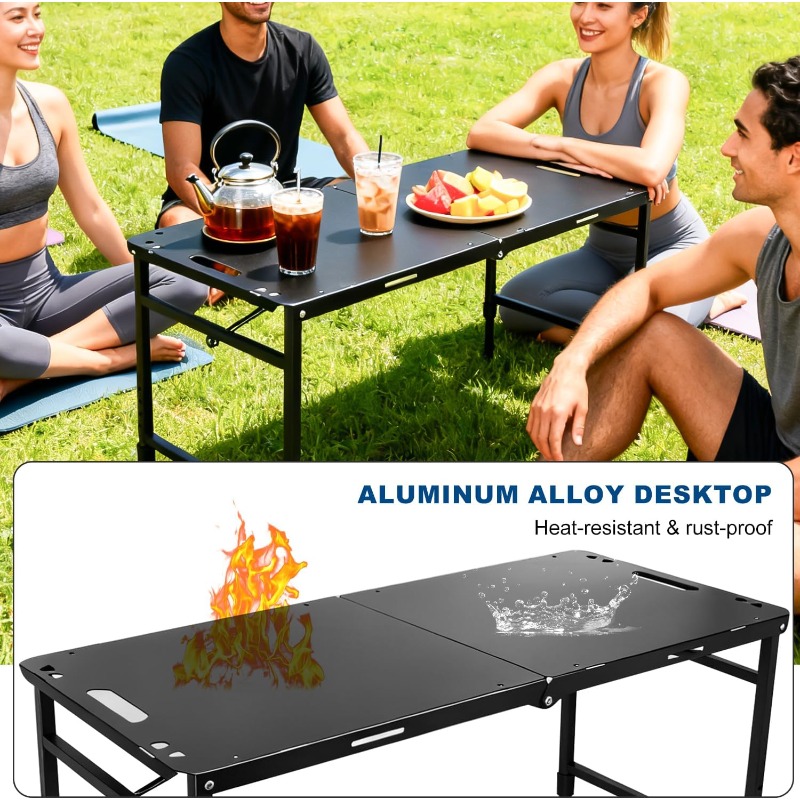 キャンプテーブル 調節可能 折りたたみ式 ポータブル RV  - Camping Outdoor Cooking Table のレビューと価格