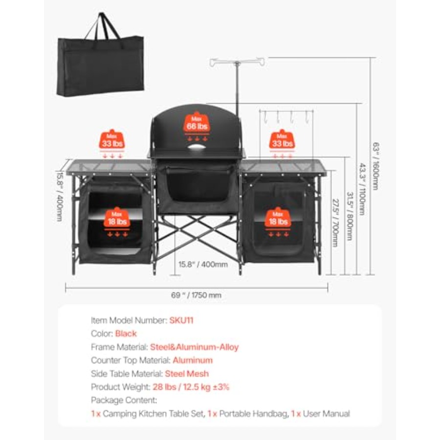 キャンプキッチンテーブル、屋外キャンプクッキングテーブル、3 - Camping Cooking Cupboard のレビューと価格