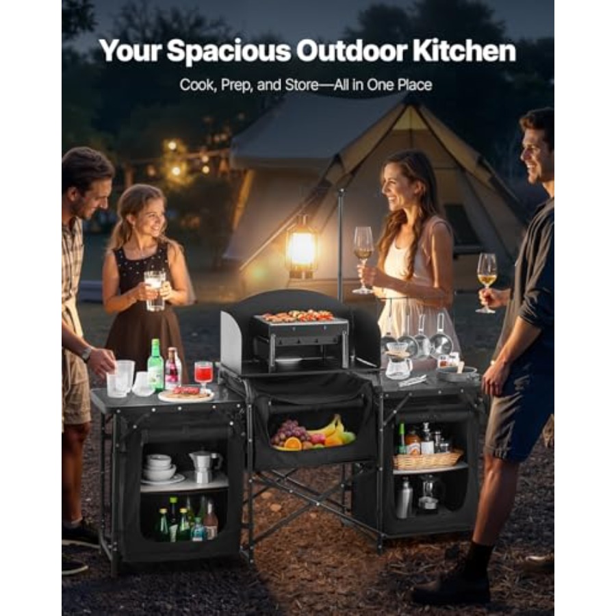 キャンプキッチンテーブル、屋外キャンプクッキングテーブル、3 - Camping Cooking Cupboard のレビューと価格