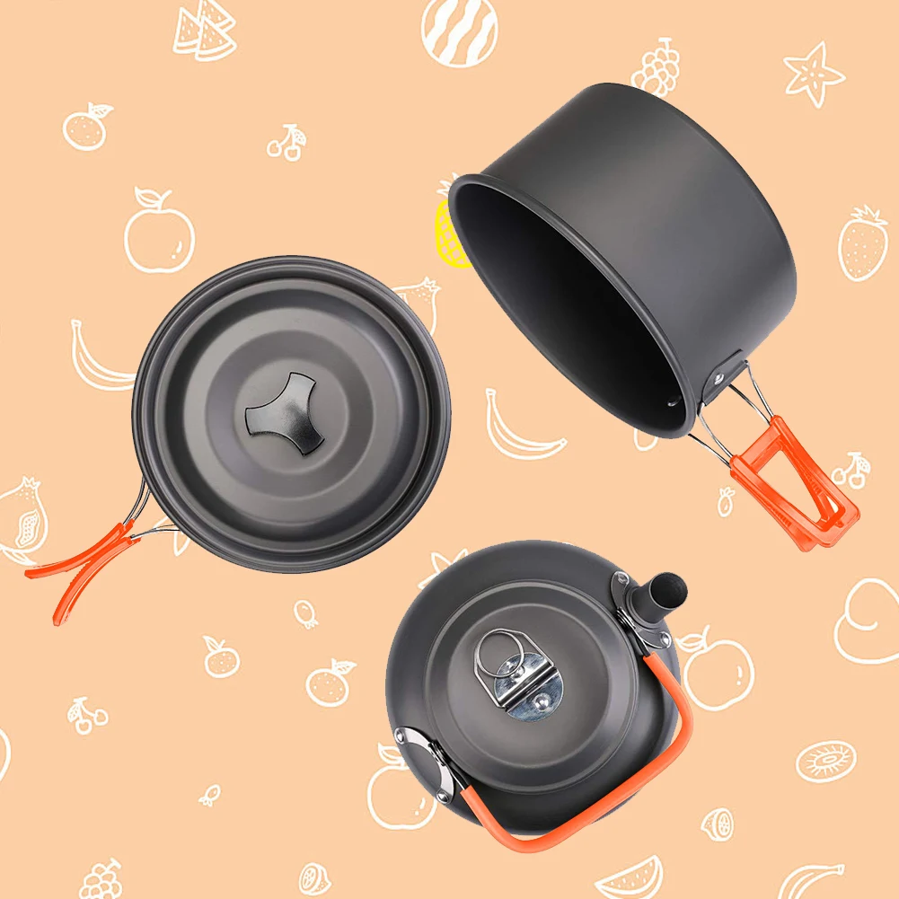 キャンプ調理器具キット ケトル ポット パン クックセット  - Camping Hiking Cooking のレビューと価格