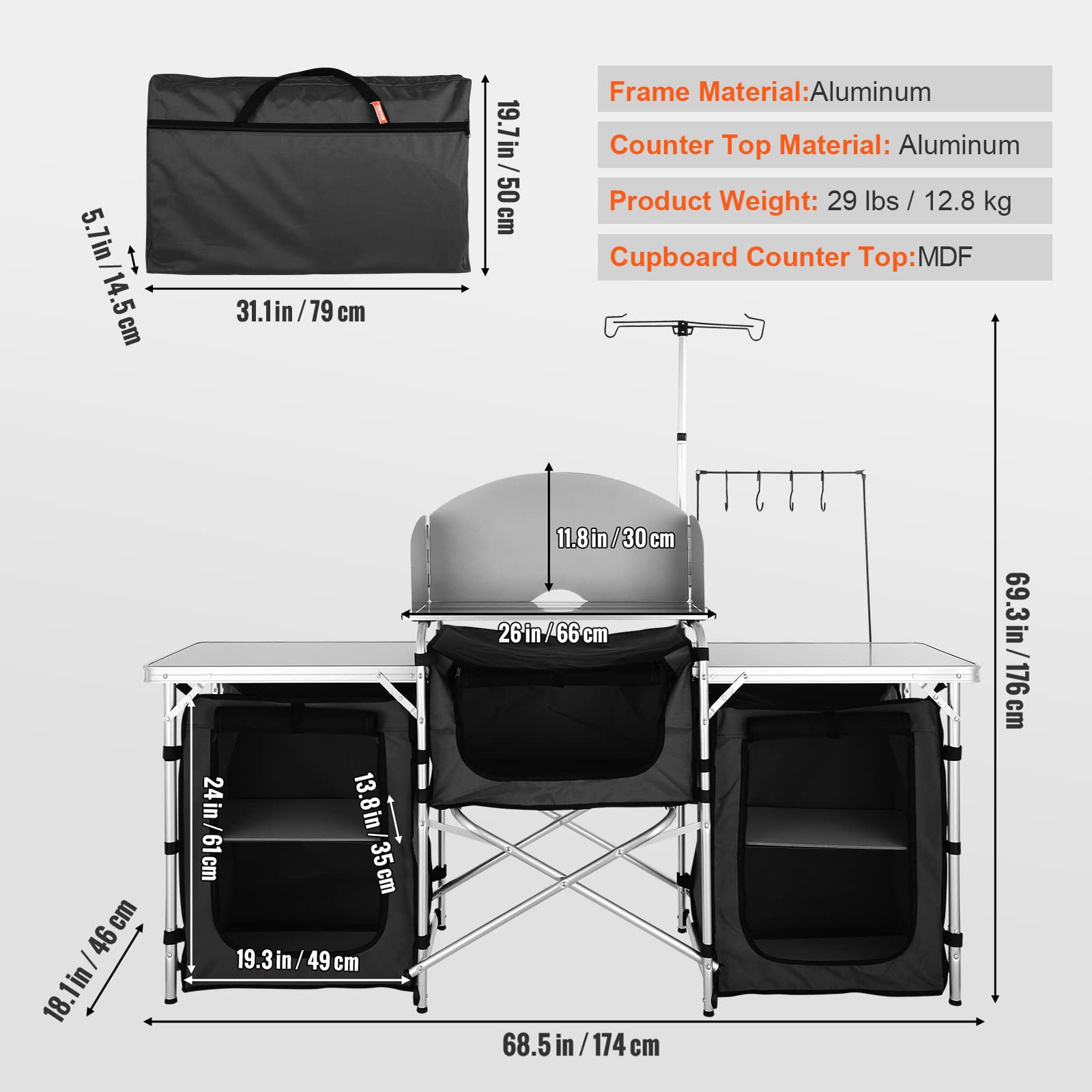 折りたたみ式屋外調理台 アルミ製クックステーション 3つの収 - Camping Cooking Cupboard のレビューと価格