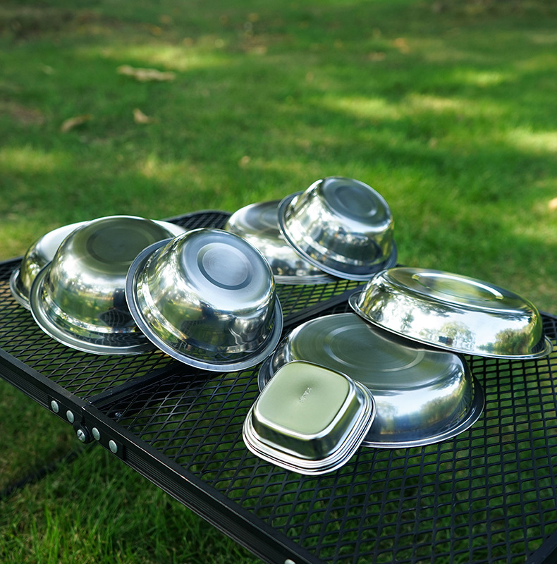 新しいキャンプ用調理器具ポータブルダイニングプレートセット2 - Camping Cooking Plate のレビューと価格