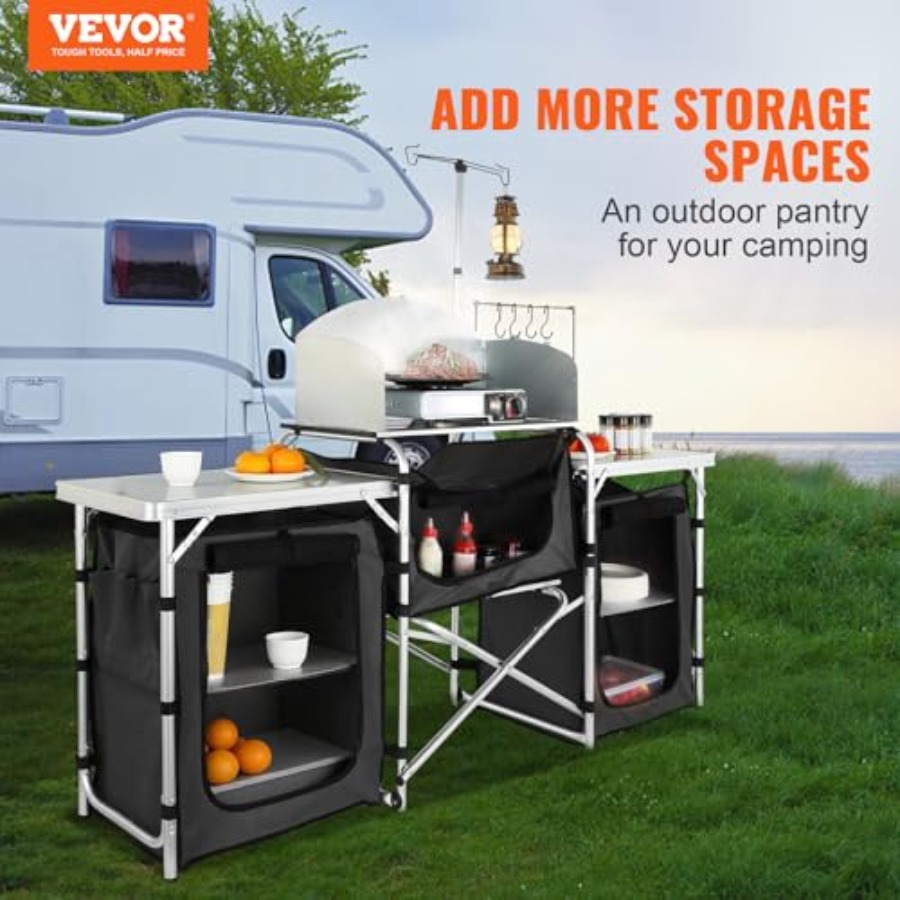 キャンプ用キッチンテーブル、折りたたみ式屋外調理台、収納キャ - Camping Cooking Cupboard のレビューと価格